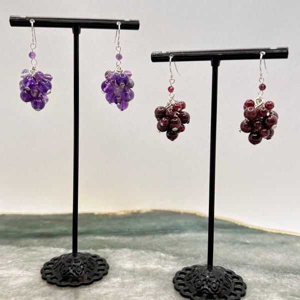 Gemstone Grape Cluster Earrings