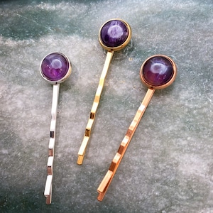 Gemstone Cabochon Hair Pin Sets - Metal Trio