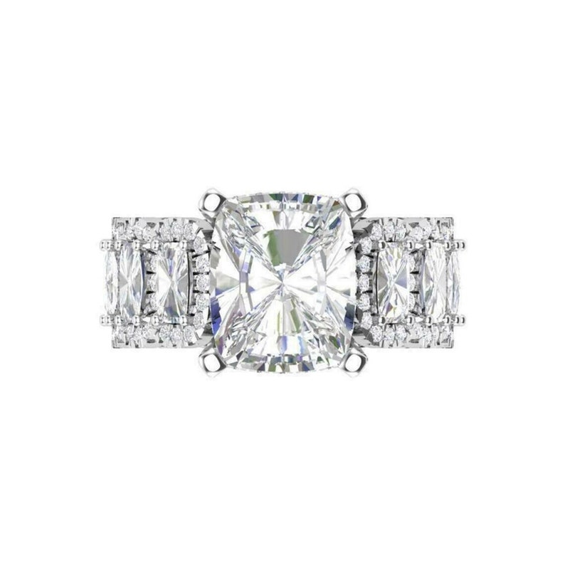 4.00 Ct Cushion Cut Diamond Women's Wedding & Engagement Ring 14K White ...