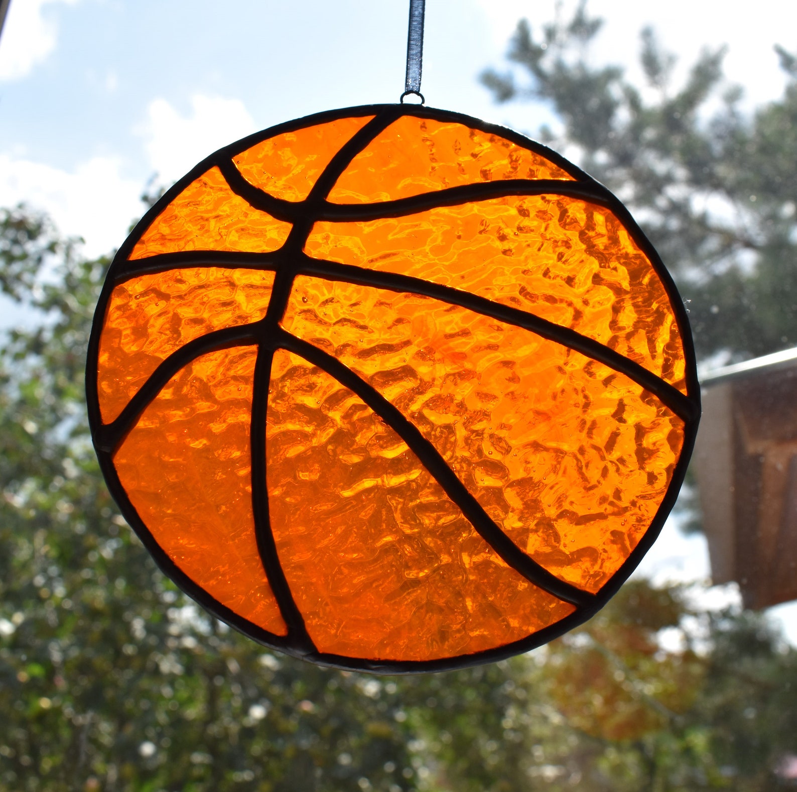 Suncatcher Basketball Stained Glass Ball Sport Etsy