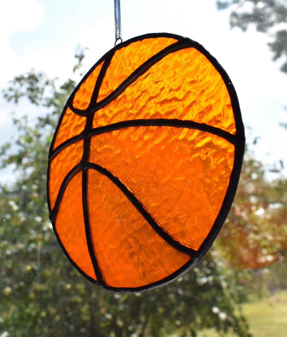 Suncatcher Basketball Stained Glass Ball Sport Etsy