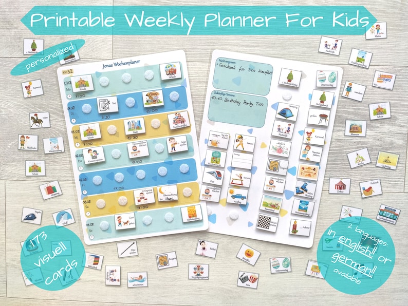Weekly Kids Calendar Visual Schedule for Toddlers Printable | Etsy