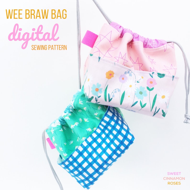 Wee Braw Bag  digital sewing pattern PDF two sizes image 1