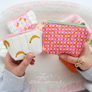 Chubby Coin Purse - digital sewing pattern (PDF), video tutorial included, 2 sizes, quilted zipper pouch, zipper bag tutorial