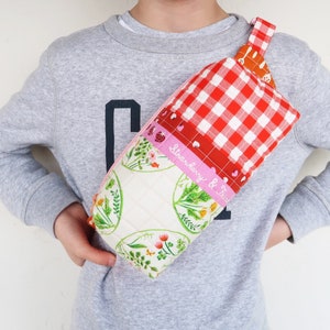 Marsupio trapuntato - modello di cucito digitale (PDF), tutorial video incluso, marsupio patchwork, schienale alto, download immediato, borsa con cerniera fai da te