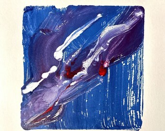 Series 029: Blue Series (2020) - ORIGINAL Miniature Painting  - Acrylic on Paper - Untitled No. 009 • UNFRAMED