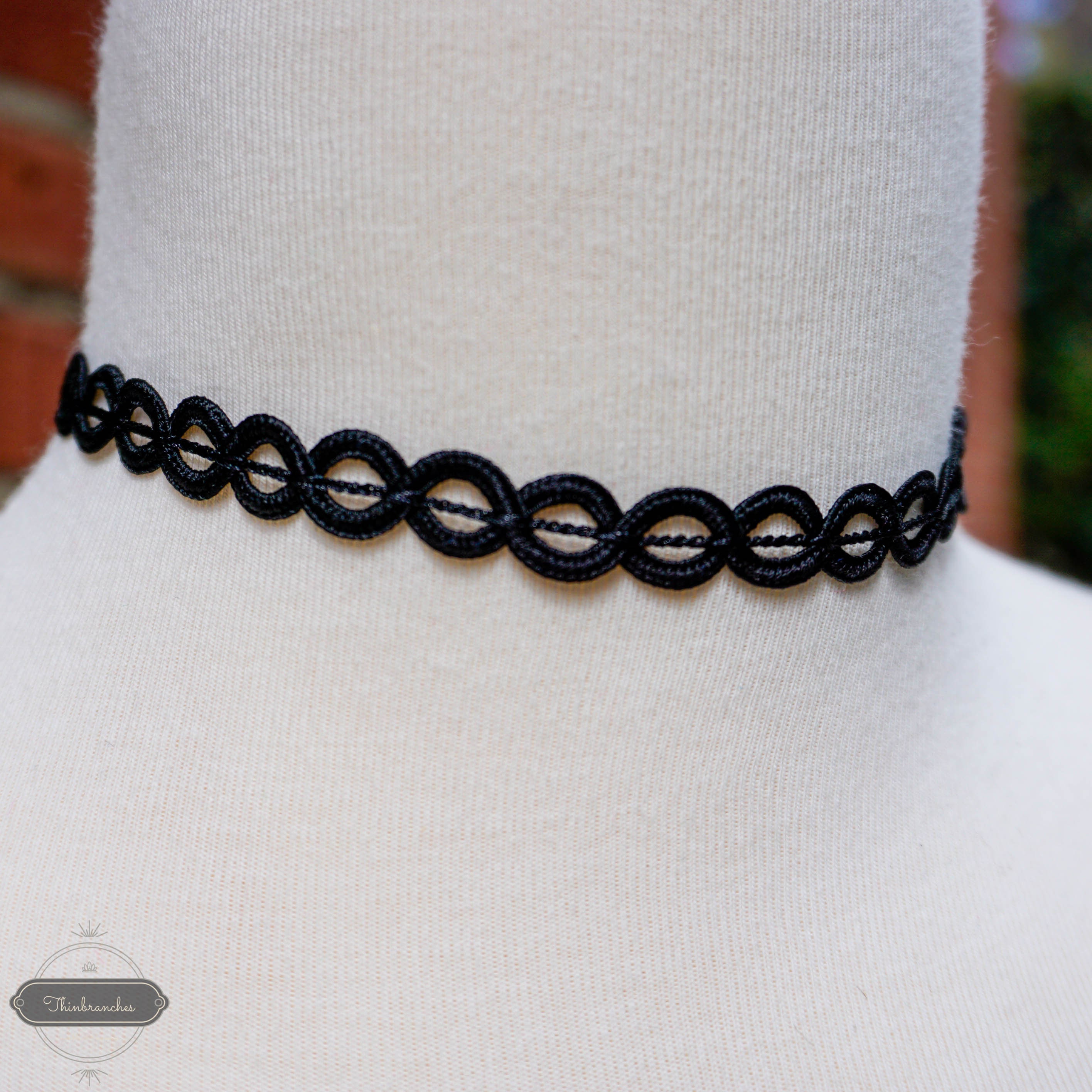 Black Braided Choker, Choker Collar for Women, Witch Accessories, Fabric Choker Necklace, Eco Friendly Gifts for Her, Boho Handmade Jewelry