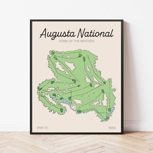 Augusta Course Map | Golf | Travel | Print | Poster | Gift | Home Decor