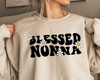 Sudadera Blessed Nonna, regalos de Nonna, anuncio de embarazo, regalo para nueva abuela, regalo para el día de la madre, camiseta de Nonna