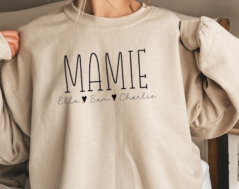 Sweat-shirt Mamie personnalisé, cadeaux Mamie personnalisés, annonce de grossesse, nouveau cadeau Mamie, cadeau grand-mère, cadeau de fête des mères, chemise Mamie