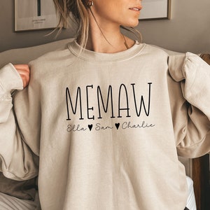 Personalised Memaw Sweatshirt, Custom Memaw Gifts, pregnancy announcement, new Memaw gift, grandma gift, mothers day gift, Memaw Shirt