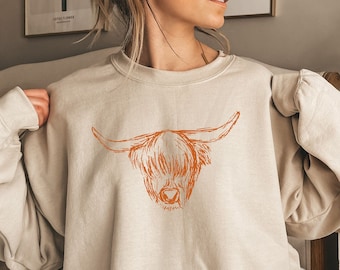 Highland Cow sweatshirt, Country sweatshirt, Scottish Highland Cow shirt, Farming sweatshirt, Cow Sweater, Gifts for Cow lovers, Cowgirl
