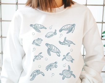 Sea Turtle Sweatshirt Sea Turtle Gifts Turtle Lover Gift Marine Biology Sweater Ocean Animal Crewneck Marine Life Shirt Ocean Animals