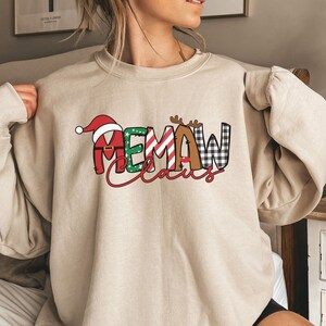 Kersttrui Memaw Claus, kersttrui Memaw, leuke Memaw-cadeaus, sweater met ronde hals Memaw, sweater Memaw, kerstcadeau