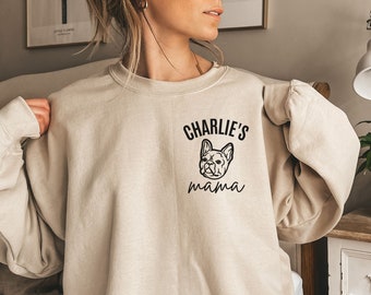 Personalisierte Französische Bulldogge Sweatshirt Frenchie Mom Pocket Shirt Frenchie Shirt Hundeliebhaber Shirt Hundemama Geschenk Hundeliebhaber Geschenk Frenchie Geschenk