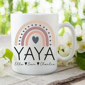 Personalised Yaya Mug, Custom Yaya Gifts, pregnancy announcement, new Yaya gift, grandma gift, mothers day gift, Yaya coffee cup