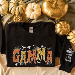 Personalized Gamma Halloween Sweatshirt, Gamma Fall Crewneck Sweater, Gamma Thanksgiving, Custom Gamma Gifts, Gammas little boos