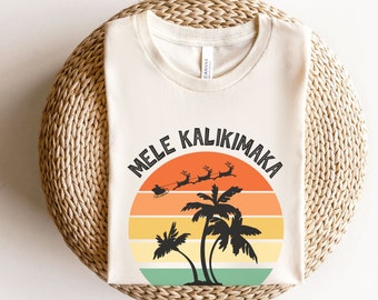 Mele Kalikimaka maglietta natalizia hawaiana magliette per le vacanze aloha Natale maglietta per le vacanze di Natale maglietta natalizia tropicale