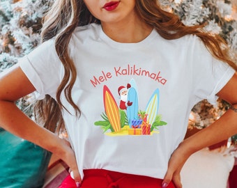 Mele Kalikimaka maglietta natalizia hawaiana magliette per le vacanze aloha Natale maglietta per le vacanze di Natale maglietta natalizia tropicale