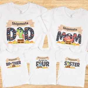 Pirate Birthday Family Matching shirts, Fourth birthday shirt, 4th Birthday Party, under the sea Birthday t-shirt, Beach birthday shirt