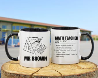 Personalized Math Teacher Mug, Custom Math Teacher Gifts, Teacher Appreciation Gift, Back to School