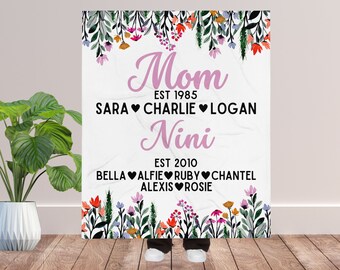 Personalized Nini Blanket, Custom Nini Gifts, Pregnancy announcement throw blanket, Birthday Gift, Mothers Day Gift, Grandkids names