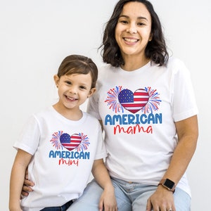 American Mama and Mini Matching Tees, Mommy and Me 4th of July shirts, Fourth of July t-shirts, July 4th shirt, Independence Day shirts