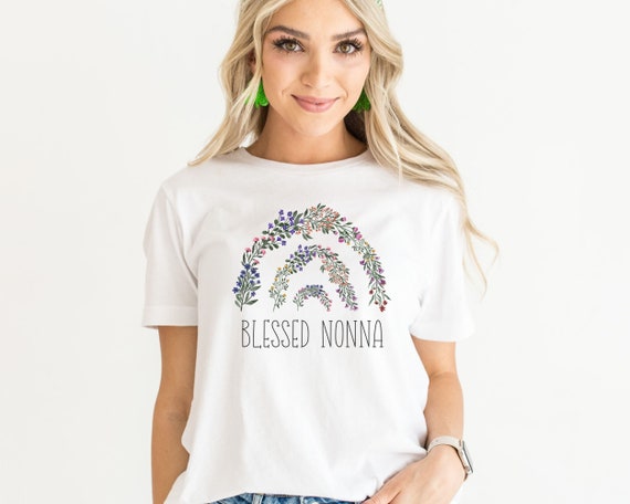 Blessed Nonna T-Shirt With Floral, Heart Mother's Day Gift Blessed Nonna T-Shirt With Floral, Heart Mother's Day Gift