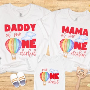 Hot Air Balloon Birthday, Mr Onderful shirt, First Birthday Family Matching shirts, 1st Birthday Party, 1st birthday shirt, Onederful Mama