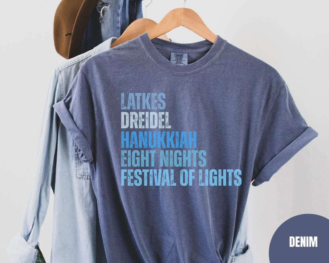 Jewish Blue Color Code Comfort Colors Hanukkah Shirt, Festival of Lights Shirt, Jewish Gift ...