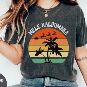Comfort Colors Mele Kalikimaka hawaiian christmas shirt, holiday shirts, Aloha Christmas vacation shirt, tropical christmas tshirt