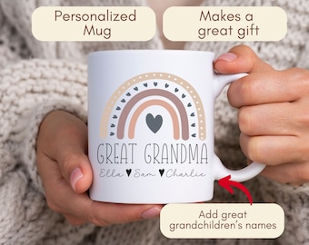 Personalised Great Grandma Mug, Custom Great Grandma Gifts, pregnancy announcement, new Great Grandma gift, mothers day gift, coffee cup