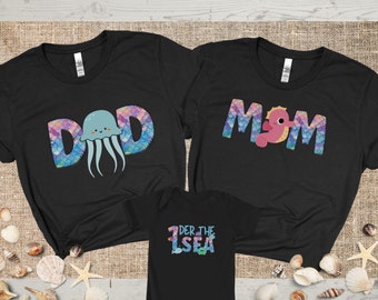 Oneder the sea födelsedag familj matchande t-shirts, första födelsedagströja, första födelsedagsfest, sjöjungfru födelsedagströja, strandfödelsedagströja