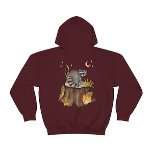 Cottagecore Hoodie, Goblincore Hoodie, Raccoon Hoodie, Goblincore Clothing Mushroom Hoodie Fairycore Racoon Gifts Oversized Hoodie Aesthetic image 7