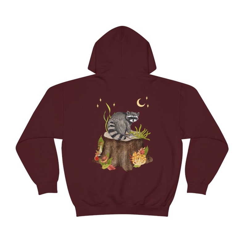 Cottagecore Hoodie, Goblincore Hoodie, Raccoon Hoodie, Goblincore Clothing Mushroom Hoodie Fairycore Racoon Gifts Oversized Hoodie Aesthetic image 7