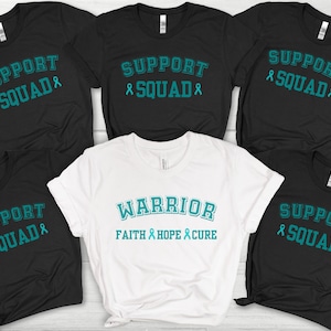 Ovarian Cancer Shirt, Ovarian Cancer support shirt, Ovarian Cancer Awareness shirt, Ovarian Cancer Warrior t-shirt, Supporter crew tee
