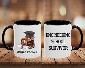 Cadeau toekomstig ingenieur, overlevende technische school, mok aangepaste ingenieur, afstudeercadeaus voor technische student, mok afgestudeerde