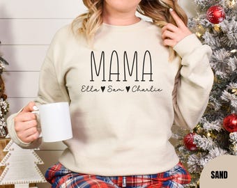 Sudadera personalizada para mamá con nombres de los niños, regalos personalizados para mamá, regalo para mamá, regalo del día de la madre, regalo para mamá primeriza, sudadera para mamá