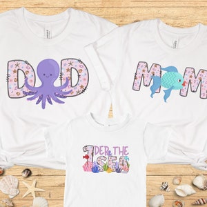 Oneder the sea Birthday Family Matching shirts, First birthday shirt, 1st Birthday Party, Mermaid Birthday t-shirt, Beach birthday shirt
