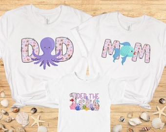 Oneder the sea födelsedag familj matchande t-shirts, första födelsedagströja, första födelsedagsfest, sjöjungfru födelsedagströja, strandfödelsedagströja