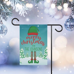 Christmas garden banner, Personalized Christmas Flag For Yard, Elf Garden Flag and House Banner, Christmas garden decoration, Garden Decor