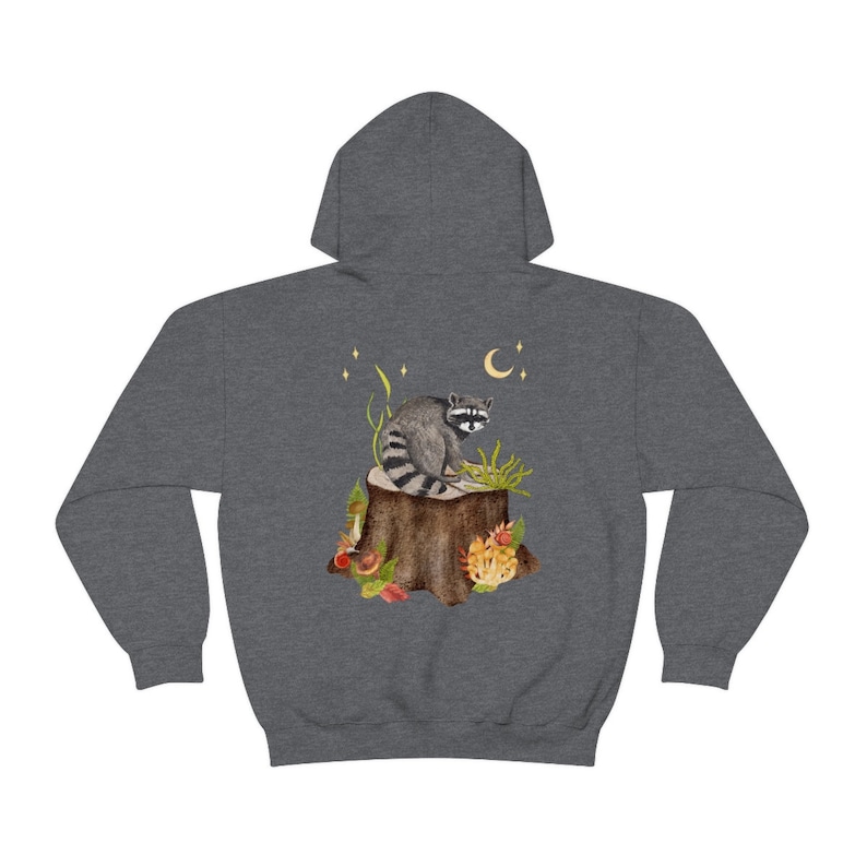 Cottagecore Hoodie, Goblincore Hoodie, Raccoon Hoodie, Goblincore Clothing Mushroom Hoodie Fairycore Racoon Gifts Oversized Hoodie Aesthetic image 5