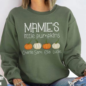 Personalized Mamie Fall Sweatshirt, Mamie Halloween Crewneck Sweater, Mamie Thanksgiving, Custom Mamie Gifts, Mamies little pumpkins