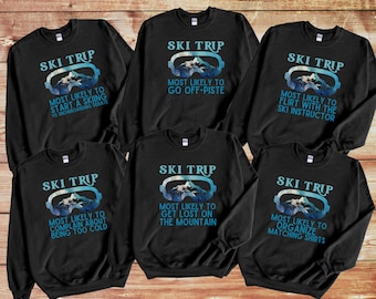 Custom Matching Family Vacation Sweatshirts, Personalized Ski Trip Sweatshirt, Family Ski Crew sweater, Ski Snowboard, Group Ski Shirts