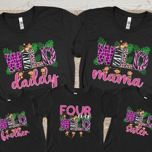 Four ever Wild Family Matching shirts, 4th birthday shirt, Jungle Birthday t-shirt, Fourth Birthday Party, Safari Birthday, Zoo birthday tee