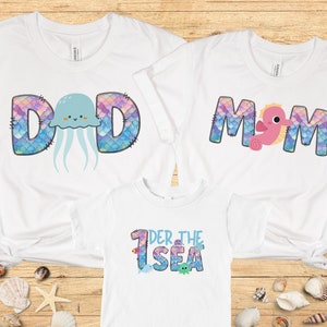Oneder the sea Birthday Family Matching shirts, First birthday shirt, 1st Birthday Party, Mermaid Birthday t-shirt, Beach birthday shirt