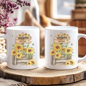 Personalised Grandma Grandpa Mug Set, Custom New Grandparent Gifts, pregnancy announcement, New Grandma gift, New Grandpa gift, baby reveal