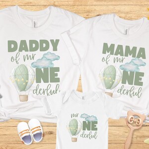 Hot Air Balloon Birthday, Mr Onderful shirt, First Birthday Family Matching shirts, 1st Birthday Party, 1st birthday shirt, Onederful Mama
