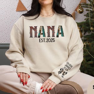 Personalized Nana Sweatshirt, custom grandkids name and est, New Nana Gifts, pregnancy announcement, mothers day gift for Nana Grandma
