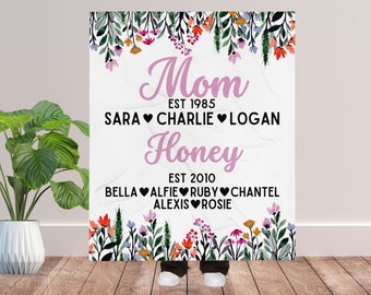 Personalized Honey Blanket, Custom Honey Gifts, Pregnancy announcement throw blanket, Birthday Gift, Mothers Day Gift, Grandkids names